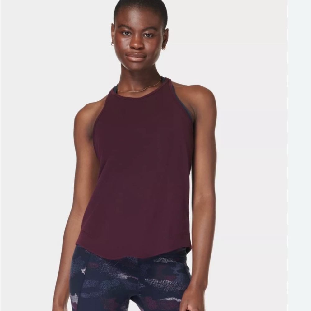 Sweaty Betty Breathe Easy Running Tank Top Burgundy Size Small